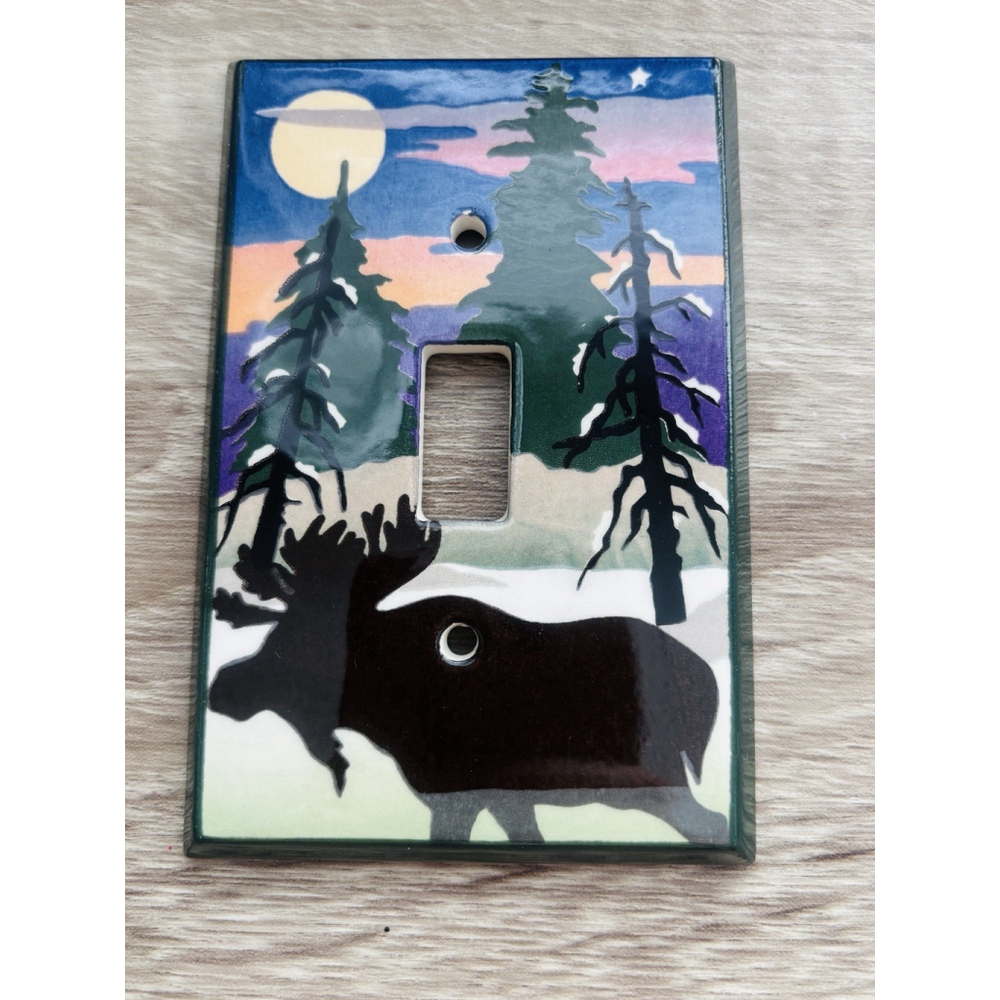 All Fired Up Ceramic Moose Light Switch Plate
